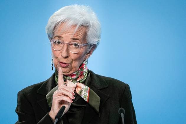 Pressekonferenz der EZB Europaeische Zentralbank Aktuell, 02.02.2023, Frankfurt, Christine Lagarde Praesidentin der Europaeischen Zentralbank im Portrait bei der heutigen Pressekonferenz in der EZB Europaeischen Zentralbank in Frankfurt Frankfurt Hessen Deutschland *** Press Conference of the ECB European Central Bank News, 02 02 2023, Frankfurt, Christine Lagarde President of the European Central Bank in portrait at todays press conference at the ECB European Central Bank in Frankfurt Frankfurt Hesse Germany