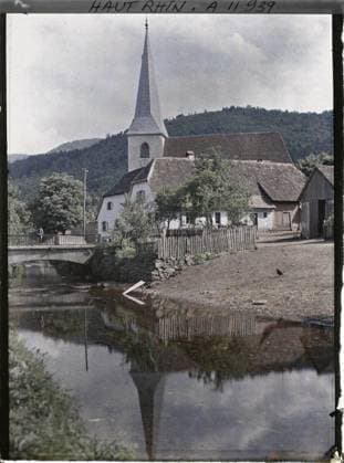 RECORD DATE NOT STATED SIZE, today-rhin, asseas, FRANCE LAW DOLLER , 1917 - Alsace - Paul Castelnau (photographic section of the armies) - (June) (French - ï»¿Sewen , Haut-Rhin , Alsace , France La Doller). Church, civil engineering, river, front, bridge, Habitat , Architecture, First World War, FRANCE, SIZE, LA DOLLER Copyright: xpiemagsx AKahnlpie020223-13477 !ACHTUNG AUFNAHMEDATUM GESCHÄTZT!