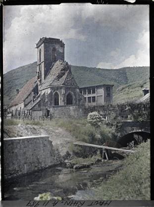 RECORD DATE NOT STATED Thann, Haut-Rhin, Alsace, France old thann, the church , 1917 - Alsace - Paul Castelnau (photographic section of the armies) - (June) (French - ï»¿Thann , Haut-Rhin , Alsace , France Vieux Thann , l Ã glise). Church, civil engineering, river, ruins, front, bombardment, bridge, Habitat , Architecture, First World War, France, Thann, old thann, the Church Copyright: xpiemagsx AKahnlpie020223-13526 !ACHTUNG AUFNAHMEDATUM GESCHÄTZT!