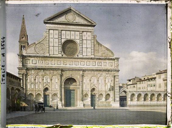 RECORD DATE NOT STATED Florence, Italy Basilica Santa Maria Novella , 1913 - Balkans, Italy - Jean Brunhes and Auguste LÃ on - (September - October 23) (French - ï»¿Florence , Italie Basilique Santa Maria Novella). Animal transport, Church, cemetery, Christianity, exists in high definition, carriage, arc , arcade , arceau, religious architecture, Transport , Religion , HD , Habitat , Architecture, Italy, Florence, Santa Maria Novella Facade, at, La G. In the last plan, the Campanile Copyright: xpiemagsx AKahnlpie020223-15933 !ACHTUNG AUFNAHMEDATUM GESCHÄTZT!