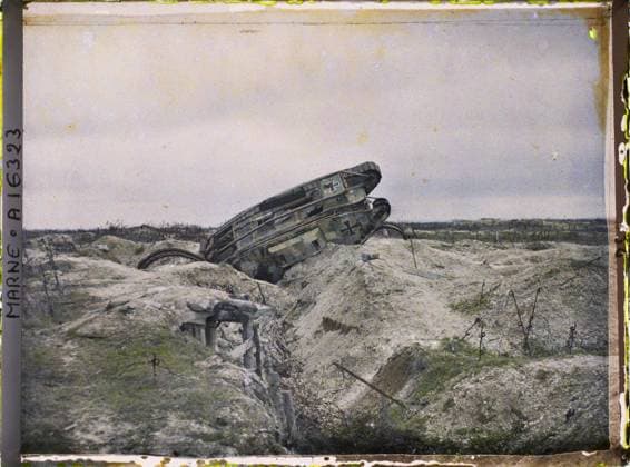 RECORD DATE NOT STATED Surroundings of Reims, Marne, Champagne, France Fort de la Pompelle , 1919 - Devastated regions, Marne, Aisne - Paul Castelnau - (February -March) (French - ï»¿Environs de Reims , Marne , Champagne , France Fort de la Pompelle). Car transport, tank, ruins, front, barbed wire, post-war period, Transport, First World War, France, German tank in French lines Copyright: xpiemagsx AKahnlpie020223-19410 !ACHTUNG AUFNAHMEDATUM GESCHÄTZT!
