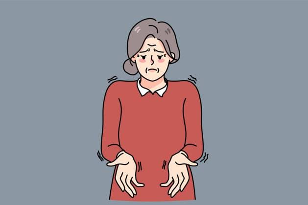 Sick old woman suffer from Parkinson disease Unhealthy old woman with trembling hands suffer from Parkinson disease. Sick mature grandmother struggle with neurological illness symptoms. Elderly healthcare. illustration. Copyright: xZoonar.com EladaxVasilyevax 18697806