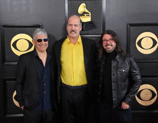 (L-R) Dave Grohl, Krist Novoselic and Pat Smear attend the 65th annual Grammy Awards at the Crypto.com Arena in Los Angeles on Sunday, February 5, 2023.  LAP2023020510 JIMxRUYMEN