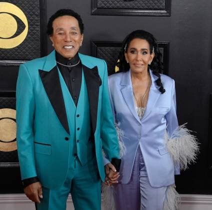 (L-R) Smokey Robinson and Frances Glandney attend the 65th annual Grammy Awards at the Crypto.com Arena in Los Angeles on Sunday, February 5, 2023.  LAP2023020513 JIMxRUYMEN