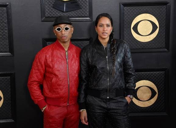 Pharrell Williams and Helen Lasichanh attend the 65th annual Grammy Awards at the Crypto.com Arena in Los Angeles on Sunday, February 5, 2023.  LAP20230205580 JIMxRUYMEN