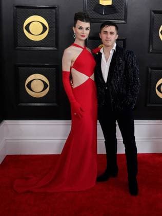 (L-R) Dylan Mulvaney and Chris Olsen attend the 65th annual Grammy Awards at the Crypto.com Arena in Los Angeles on Sunday, February 5, 2023.  LAP20230205109 JIMxRUYMEN
