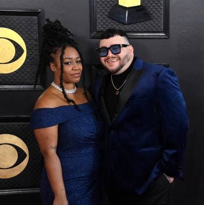 Sasheen and GoodbyeCalev attend the 65th annual Grammy Awards at the Crypto.com Arena in Los Angeles on Sunday, February 5, 2023.  LAP20230205130 JIMxRUYMEN