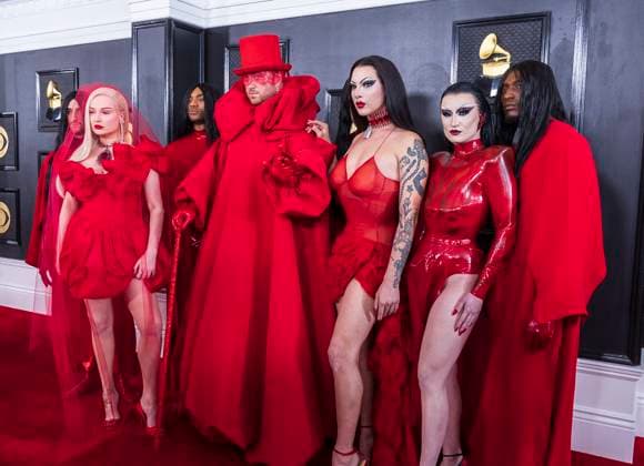 February 5, 2023, Los Angeles, California, USA: (L-R) Kim Petras, Sam Smith, Violet Chachki and Gottmik on the red carpet of the 65th Annual Grammy Awards held on Sunday February 5, 2023 at Crypto Arena in Los Angeles, California. PI Los Angeles USA - ZUMAp124 20230205_zaa_p124_067 Copyright: xJAVIERxROJASx