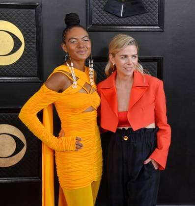 (L-R) Allison Russell and Aoife O Donovan attend the 65th annual Grammy Awards at the Crypto.com Arena in Los Angeles on Sunday, February 5, 2023.  LAP20230205162 JIMxRUYMEN