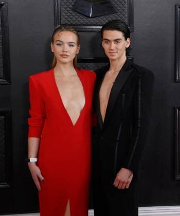 L-R) Emma Brooks McAllister and Zack Lugo attend the 65th annual Grammy Awards at the Crypto.com Arena in Los Angeles on Sunday, February 5, 2023.  LAP20230205170 JIMxRUYMEN