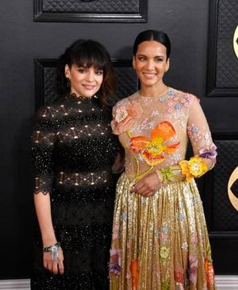 Norah Jones and Anoushka Shankar attend the 65th annual Grammy Awards at the Crypto.com Arena in Los Angeles on Sunday, February 5, 2023.  LAP20230205188 JIMxRUYMEN
