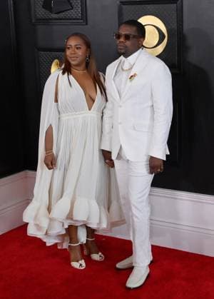 Veda Thomas and Theron Thomas attend the 65th annual Grammy Awards at the Crypto.com Arena in Los Angeles on Sunday, February 5, 2023.  LAP20230205204 JIMxRUYMEN