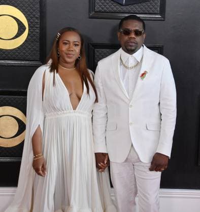 Veda Thomas and Theron Thomas attend the 65th annual Grammy Awards at the Crypto.com Arena in Los Angeles on Sunday, February 5, 2023.  LAP20230205206 JIMxRUYMEN