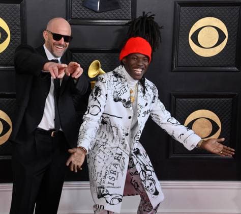 Bob Riddim and Blvk H3ro attend the 65th annual Grammy Awards at the Crypto.com Arena in Los Angeles on Sunday, February 5, 2023.  LAP20230205214 JIMxRUYMEN