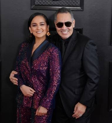 Janette Figueroa and Tito Nieves attend the 65th annual Grammy Awards at the Crypto.com Arena in Los Angeles on Sunday, February 5, 2023.  LAP20230205217 JIMxRUYMEN