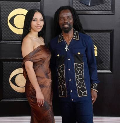 Safiyah Dawuni and Rocky Dawuni attend the 65th annual Grammy Awards at the Crypto.com Arena in Los Angeles on Sunday, February 5, 2023.  LAP20230205242 JIMxRUYMEN