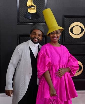 Sullivan Fortner and Cécile McLorin Salvant attend the 65th annual Grammy Awards at the Crypto.com Arena in Los Angeles on Sunday, February 5, 2023.  LAP20230205290 JIMxRUYMEN
