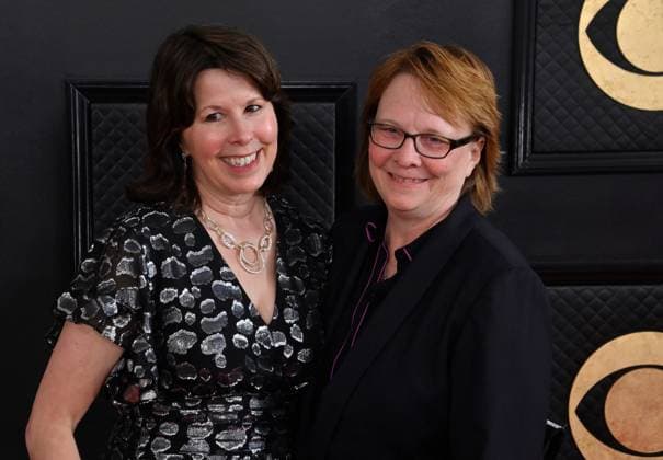 (L-R) Audrey Bilger and Cheryl Pawelski attend the 65th annual Grammy Awards at the Crypto.com Arena in Los Angeles on Sunday, February 5, 2023.  LAP20230205664 JIMxRUYMEN