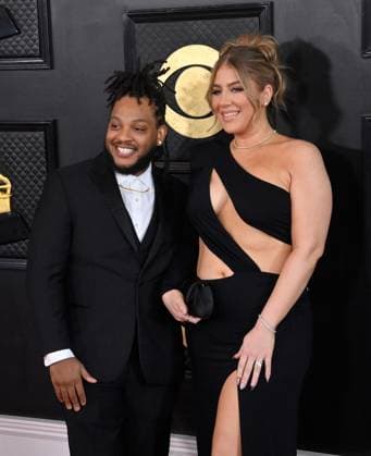 Ray Charles Jr. and Cassandra Brown attend the 65th annual Grammy Awards at the Crypto.com Arena in Los Angeles on Sunday, February 5, 2023.  LAP20230205300 JIMxRUYMEN