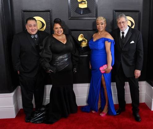 (L-R) Anthony Babich, Turkessa Babich, Lisa Chapman and Ron Berg attend the 65th annual Grammy Awards at the Crypto.com Arena in Los Angeles on Sunday, February 5, 2023.  LAP20230205306 JIMxRUYMEN