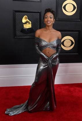 Nija Charles attends the 65th annual Grammy Awards at the Crypto.com Arena in Los Angeles on Sunday, February 5, 2023.  LAP20230205312 JIMxRUYMEN