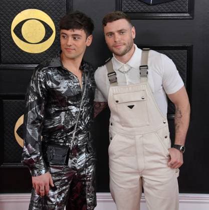 Tom Daley and Gus Kenworthy attend the 65th annual Grammy Awards at the Crypto.com Arena in Los Angeles on Sunday, February 5, 2023.  LAP20230205315 JIMxRUYMEN