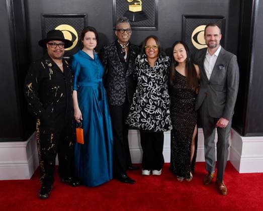 (L-R) Nicholas Payton, Kris Davis, Terri Lyne Carrington, Linda Oh, and Matthew Stevens attend the 65th annual Grammy Awards at the Crypto.com Arena in Los Angeles on Sunday, February 5, 2023.  LAP20230205326 JIMxRUYMEN