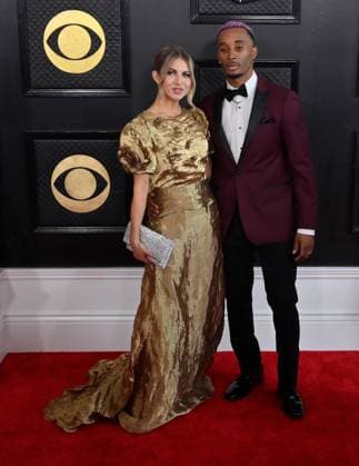Miranda Derrick and James Derrick attend the 65th annual Grammy Awards at the Crypto.com Arena in Los Angeles on Sunday, February 5, 2023.  LAP20230205337 JIMxRUYMEN