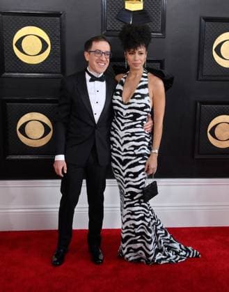 (L-R) Geoffrey Keezer and Gillian Margot attend the 65th annual Grammy Awards at the Crypto.com Arena in Los Angeles on Sunday, February 5, 2023.  LAP20230205752 JIMxRUYMEN