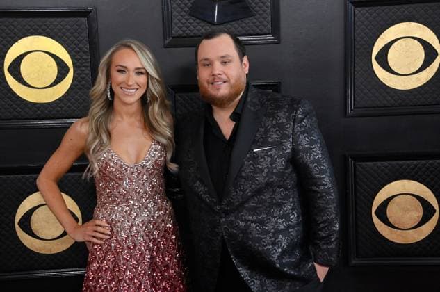 (L-R) Nicole Combs and Luke Combs attend the 65th annual Grammy Awards at the Crypto.com Arena in Los Angeles on Sunday, February 5, 2023.  LAP20230205766 JIMxRUYMEN