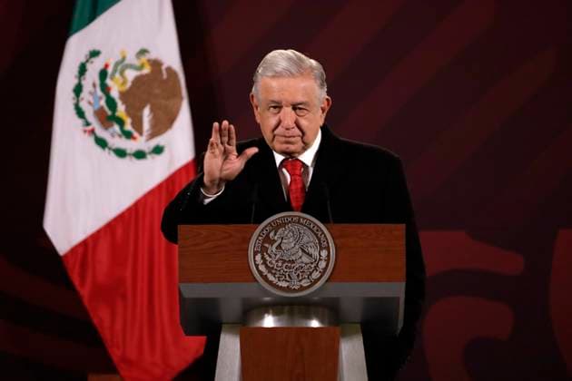 President of Mexico in press conference before reporters February 6, 2023, Mexico City, Mexico: Mexican President Andres Manuel Lopez Obrador at his daily morning conference before reporters at the National Palace in Mexico City, Mexico. on February 6, 2023 in Mexico City, Mexico (Photo by Luis Barron Eyepix Group). Copyright: xLuisxBarronx xEyepixxGroupx LB20230206_AMLO22