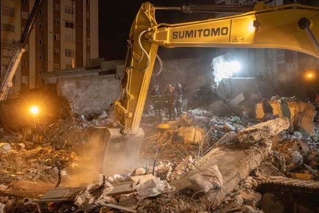February 6, 2023: Search and rescue efforts continue in an apartment destroyed in the earthquake that occurred on the morning of February 6, 2023 in Adana, Turkey. Search and rescue operations are being carried out in the wreckage of buildings destroyed in Adana s central Cukurova district due to the 7.7 magnitude earthquake, the epicenter of which is Pazarcik district of Kahramanmaras and affecting 10 provinces. - ZUMAi72_ 20230206_znp_i72_017 Copyright: xTolgaxIldunx