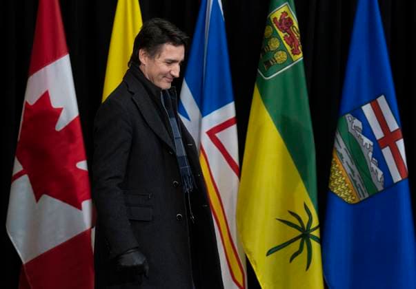 February 7, 2023, Ottawa, ON, Canada: Prime Minister Justin Trudeau makes his way to speak with media as he arrives for a health care meeting with premiers, Tuesday, February 7, 2023 in Ottawa. Ottawa Canada  - ZUMAc35_ 20230207_zaf_c35_052 Copyright: xAdrianxWyldx