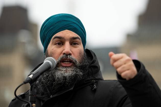 February 7, 2023, Ottawa, ON, Canada: NDP Leader Jagmeet Singh speaks during a rally to demand Canada s public health care system be protected and expanded, on Parliament Hill in Ottawa, Tuesday, Feb. 7, 2023. Ottawa Canada  - ZUMAc35_ 20230207_zaf_c35_100 Copyright: xSpencerxColbyx