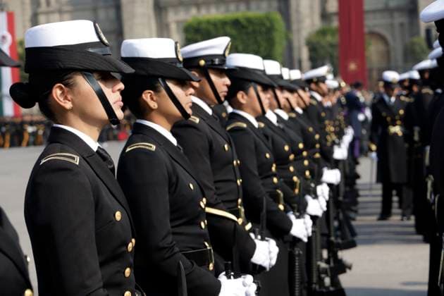 President of Mexico presides over the March of Loyalty February 9, 2023, Mexico City, Mexico: Cadets from the Armed Forces schools at the 110th anniversary ceremony of the March of Loyalty in the Zocalo in Mexico City. on February 9, 2023 in Mexico City, Mexico (Photo by Luis Barron Eyepix Group). Copyright: xLuisxBarronx xEyepixxGroupx LB20230209_LEALTAD_AMLO11