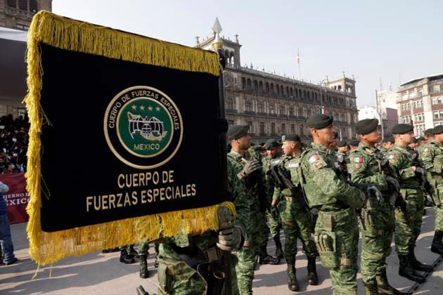 President of Mexico presides over the March of Loyalty February 9, 2023, Mexico City, Mexico: Members of the Armed Forces at the 110th anniversary ceremony of the Loyalty March in the Zocalo in Mexico City. on February 9, 2023 in Mexico City, Mexico (Photo by Luis Barron Eyepix Group). Copyright: xLuisxBarronx xEyepixxGroupx LB20230209_LEALTAD_AMLO16