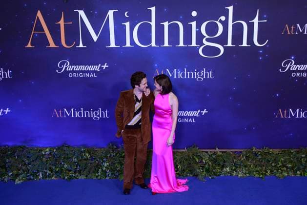At Midnight Film Premiere February 9, 2023, Mexico City, Mexico: Mexican actor Diego Boneta and american actress Monica Barbaro attend blue carpet of the At Midnight film premiere at The Cantoral Cultural Center. on February 9, 2023 in Mexico City, Mexico. (Photo by Jorge Gonzalez Eyepix Group) Copyright: xJorgexGonzalez xEyepixxGroupx _DSC9577