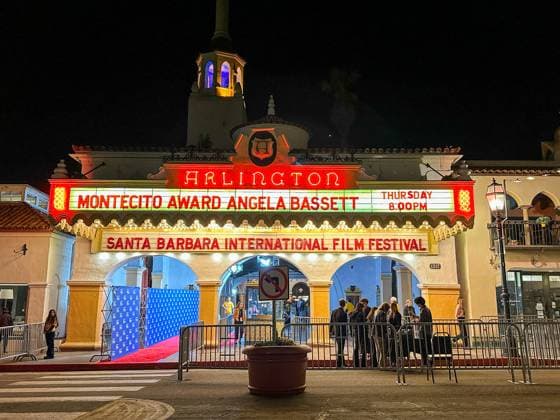 February 9, 2023, Santa Barbara, California, U.S: Arlington Theater Marque on Feb. 9, 2023 on State St. in Santa Barbara, announcing Montecito Award honoree Angela Bassett at the Santa Barbara International FIlm Festival Santa Barbara U.S. - ZUMAk144 20230209_znp_k144_038 Copyright: xAmyxKatzx