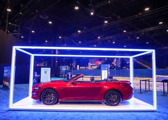 News Themen der Woche KW06 (230210) -- CHICAGO, Feb. 10, 2023 -- A Ford Mustang vehicle is on display during the media preview of Chicago Auto Show in Chicago, the United States, Feb. 9, 2023. More than 20 manufacturers will attend the show. (Photo by Joel Lerner Xinhua) U.S.-CHICAGO-AUTO SHOW XuxJing 