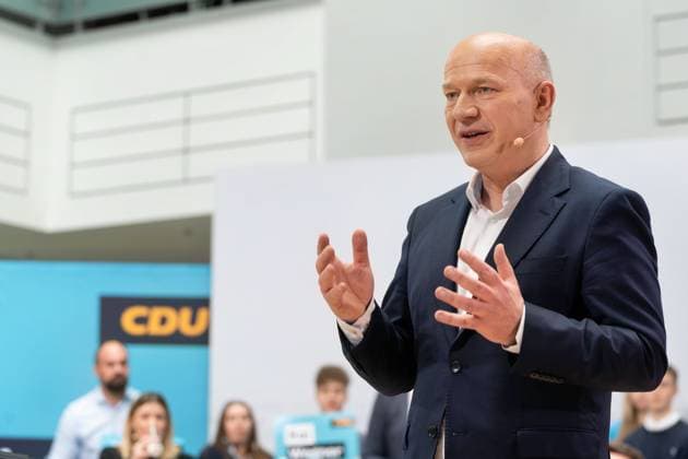 10.02.2023,Berlin,Deutschland,Wahlkampf-Abschluss der CDU Berlin in der CDU-Bundesgeschäftsstelle.Am 12.02.2023 findet die Wahl zum Abgeordnetenhaus von Berlin statt.Foto:Kai Wegner *** 10 02 2023,Berlin,Germany,election campaign closing of the CDU Berlin in the CDU federal office On 12 02 2023 the election for the House of Representatives of Berlin will take place Photo Kai Wegner