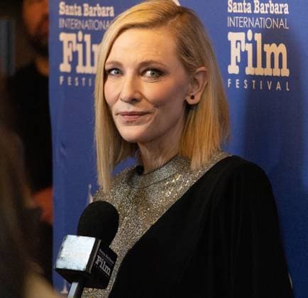 February 10, 2023, Santa Barbara, California, U.S: Movie Star Cate Blanchett interviewing on the Red Carpet at the historic Arlington Theater in Santa Barbara, CA, where she is receiving the Outstanding Performer of the Year Award at the Santa Barbara International FIlm Festival (SBIFF) for her performance in ToÂ¡r on February 10, 2023. Santa Barbara U.S. - ZUMAk144 20230210_znp_k144_004 Copyright: xAmyxKatzx