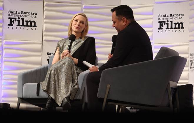 10 February 2023 -Santa Barbara, California - Cate Blanchett, Scott Feinberg. Outstanding Performer of the Year Award - 38th Annual Santa Barbara International Film Festival held at The Arlington Theatre in Santa Barbara. Photo Credit: AdMedia 288522 2023-02-10 CA Santa Barbara Etats-Unis  Copyright: xAdMediax STAR_288522_102