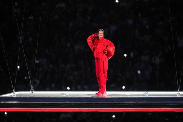 Mandatory Credit: Photo by Dave Shopland Shutterstock (13765256at) Rihanna performing during the halftime show Philadelphia Eagles v Kansas City Chiefs, Super Bowl LVII, NFL, Half Time Show, University of Phoenix Stadium, Glendale Arizona, USA - 12 Feb 2023 Philadelphia Eagles v Kansas City Chiefs, Super Bowl LVII, NFL, Half Time Show, University of Phoenix Stadium, Glendale Arizona, USA - 12 Feb 2023  Copyright: xDavexShopland Shutterstockx 13765256at