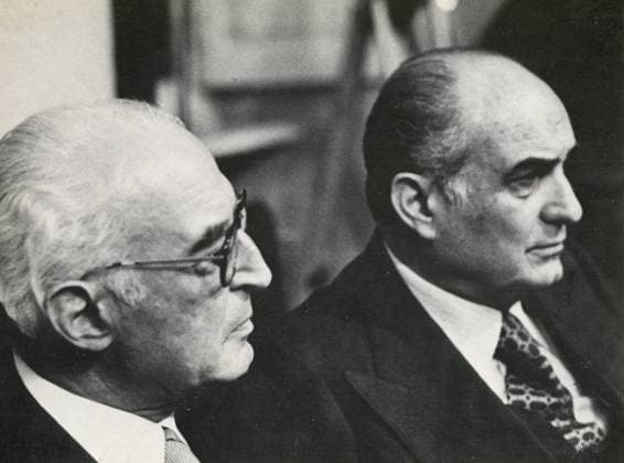 Italian politician and Ministers Luigi Gui and Mario Tanassi involved in the Lockheed scandal, Italy 1977 