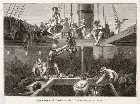 Slavery - Shipboard Scenes Slaves being lowered into the hold of a slave ship Date: 1861  Copyright: Copyrightx(c)Geminix2023.xCredit:xGemini 12002341