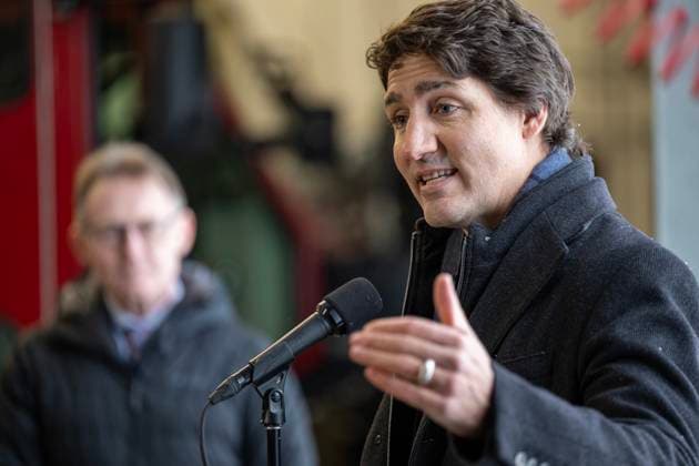 February 13, 2023, Whitehorse, YUKON, CANADA: Prime Minister Justin Trudeau speaks at Erik Nielsen International Airport during a press conference in Whitehorse, Yukon, February 13, 2023. Whitehorse CANADA  - ZUMAc35_ 20230213_zaf_c35_070 Copyright: xMikexThomasx