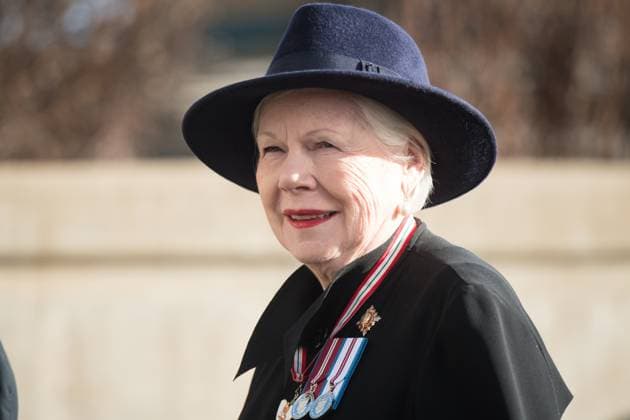 February 14, 2023, Mississauga, ONT, CANADA: Ontario Lt.-Gov. Elizabeth Dowdeswell arrives at the state funeral for former Mississauga Mayor Hazel McCallion, at the Paramount Fine Foods Centre in Mississauga, Ont., on Tuesday, February 14, 2023. Mississauga CANADA  - ZUMAc35_ 20230214_zaf_c35_027 Copyright: xTijanaxMartinx