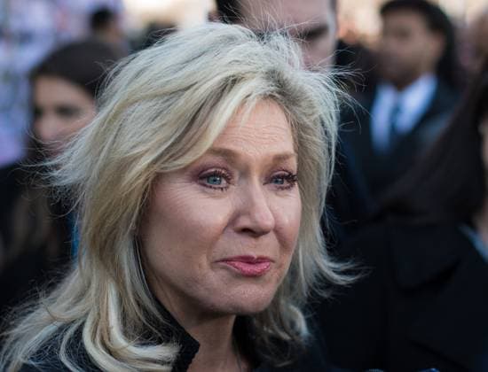 February 14, 2023, Mississauga, ONT, CANADA: Mayor of Mississauga Bonnie Crombie, speaks to the media following the state funeral for former Mississauga mayor Hazel McCallion, at the Paramount Fine Foods Centre in Ont., on Tuesday, February 14, 2023. Mississauga CANADA  - ZUMAc35_ 20230214_zaf_c35_090 Copyright: xTijanaxMartinx
