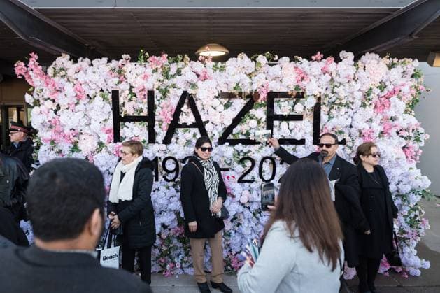 February 14, 2023, Mississauga, ONT, CANADA: Attendees take photographs at the display following the state funeral for former Mississauga Mayor Hazel McCallion, at the Paramount Fine Foods Centre in Mississauga, Ont., on Tuesday, February 14, 2023. Mississauga CANADA  - ZUMAc35_ 20230214_zaf_c35_091 Copyright: xTijanaxMartinx