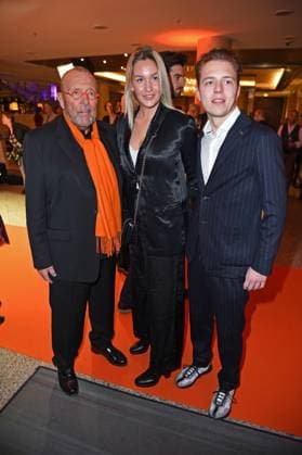 Leonhard R Mueller Askania , Joel Beckenbauer with girlfriend Jessica Martl at the ASKANIA AWARD 2023 at the Berlin Capital Club in Berlin on 14 02 2023
